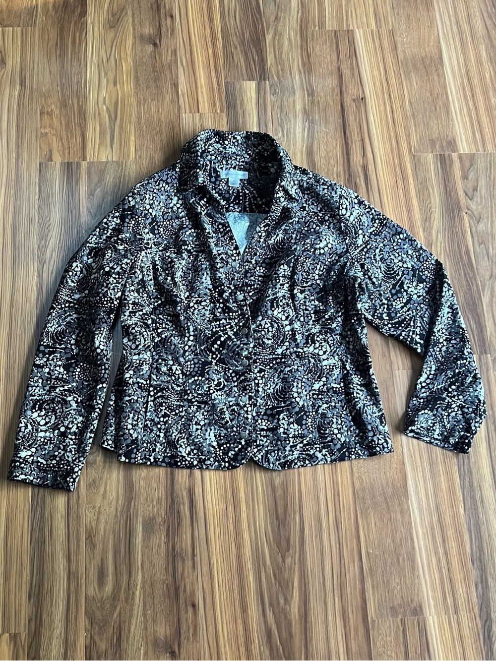 Christopher & Banks Black and Cream Paisley Blazer